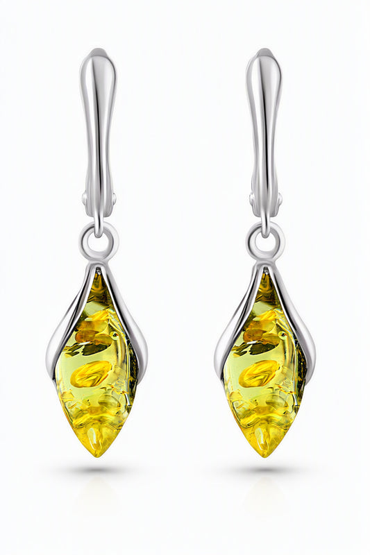 Marquise Lemon Amber Silver Earrings — DARVIN (Pre-Order)