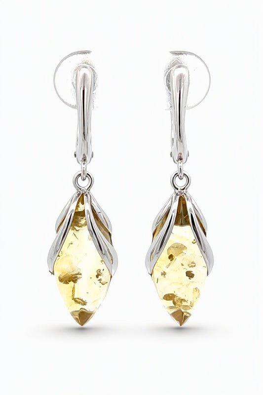 Marquise Lemon Amber Silver Earrings — DARVIN (Pre-Order)