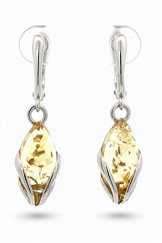 Marquise Lemon Amber Silver Earrings — DARVIN (Pre-Order)