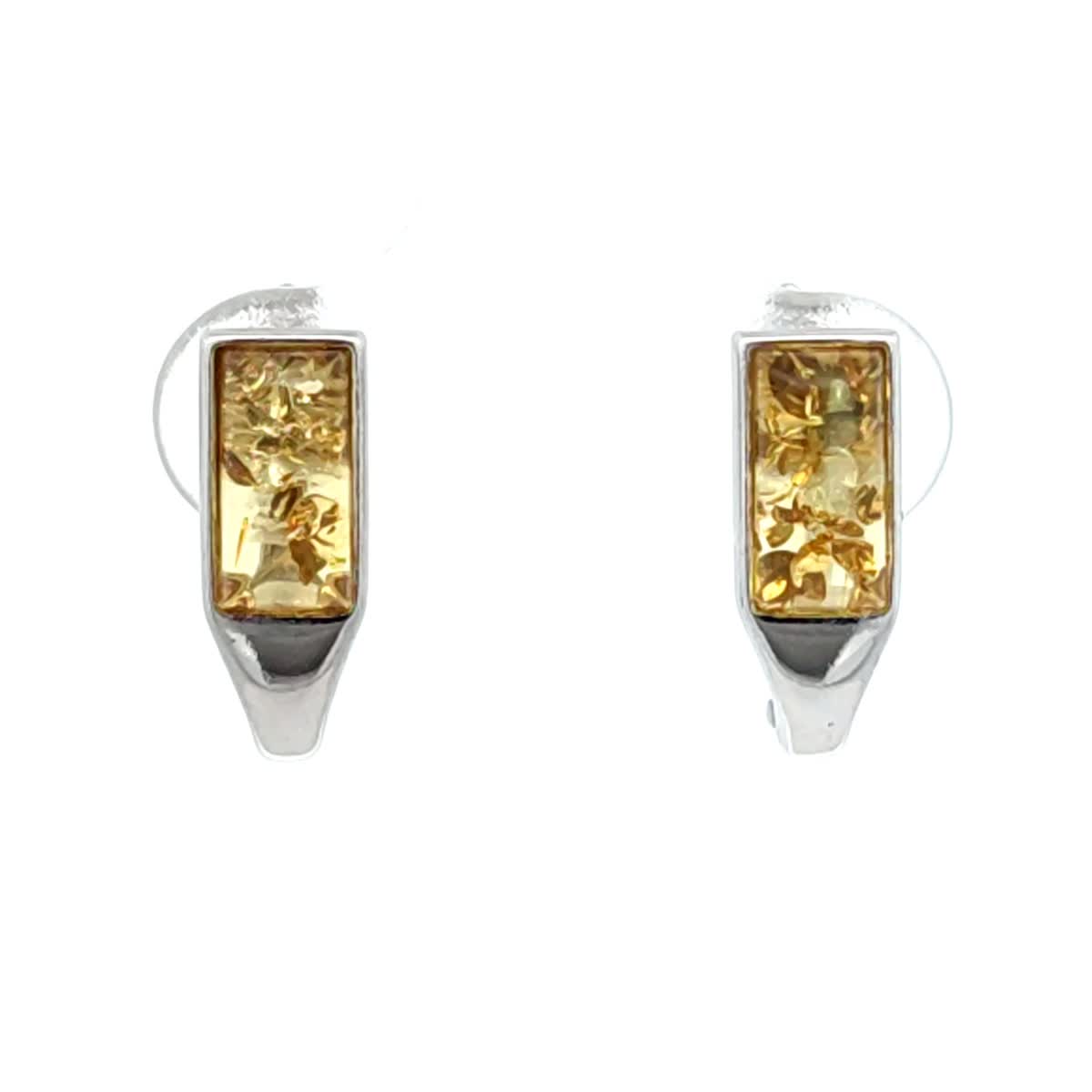 Rectangle Lemon Amber Silver Earrings — DARVIN (Pre-Order)