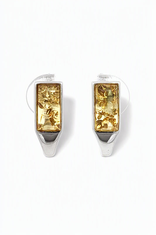 Rectangle Lemon Amber Silver Earrings — DARVIN (Pre-Order)