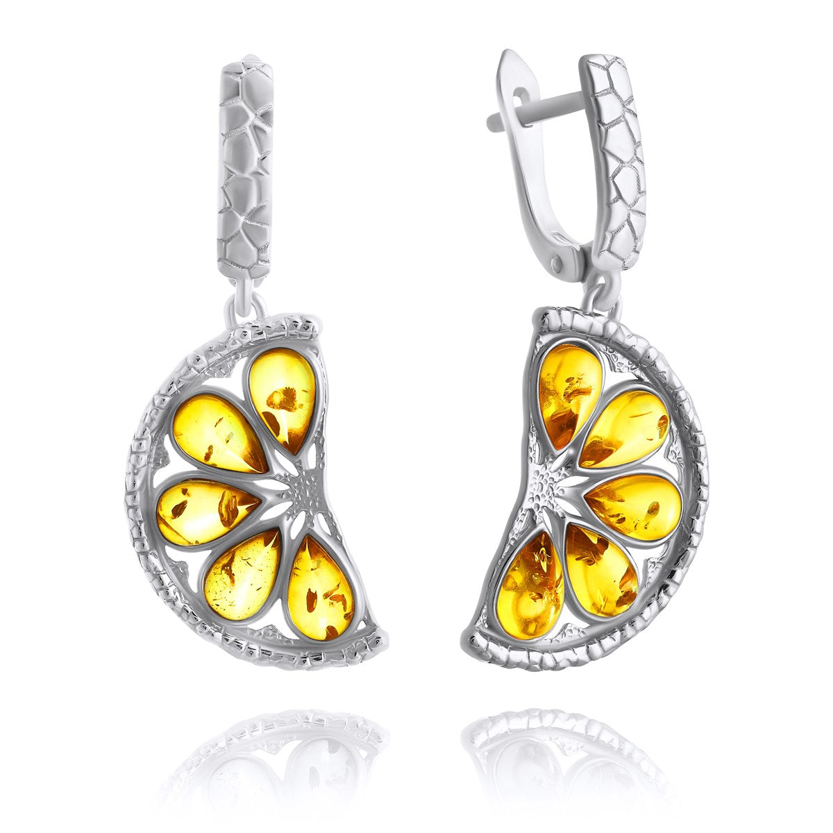 Teardrop Lemon Amber Silver Earrings — DARVIN (Pre-Order)
