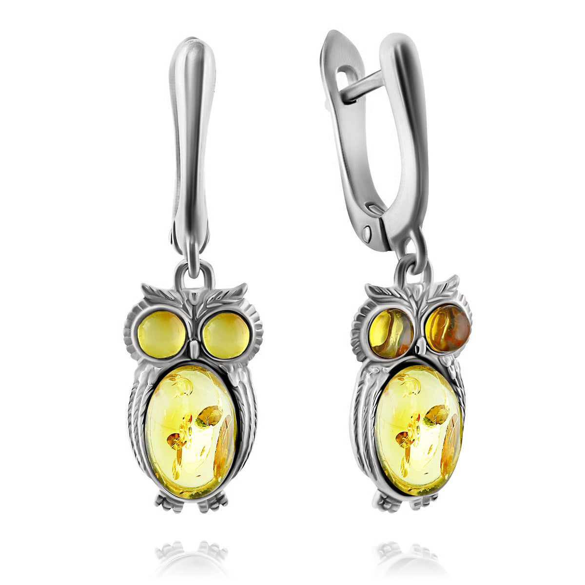Oval Lemon Amber Silver Earrings — DARVIN (Pre-Order)