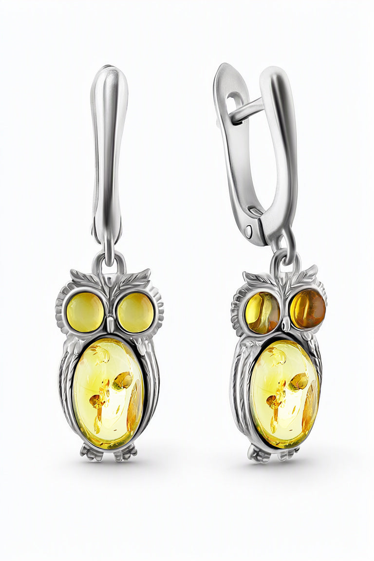 Oval Lemon Amber Silver Earrings — DARVIN (Pre-Order)