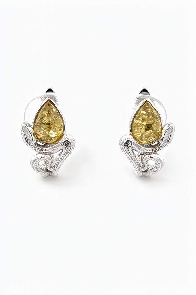 Teardrop Lemon Amber Silver Earrings — DARVIN (Pre-Order)