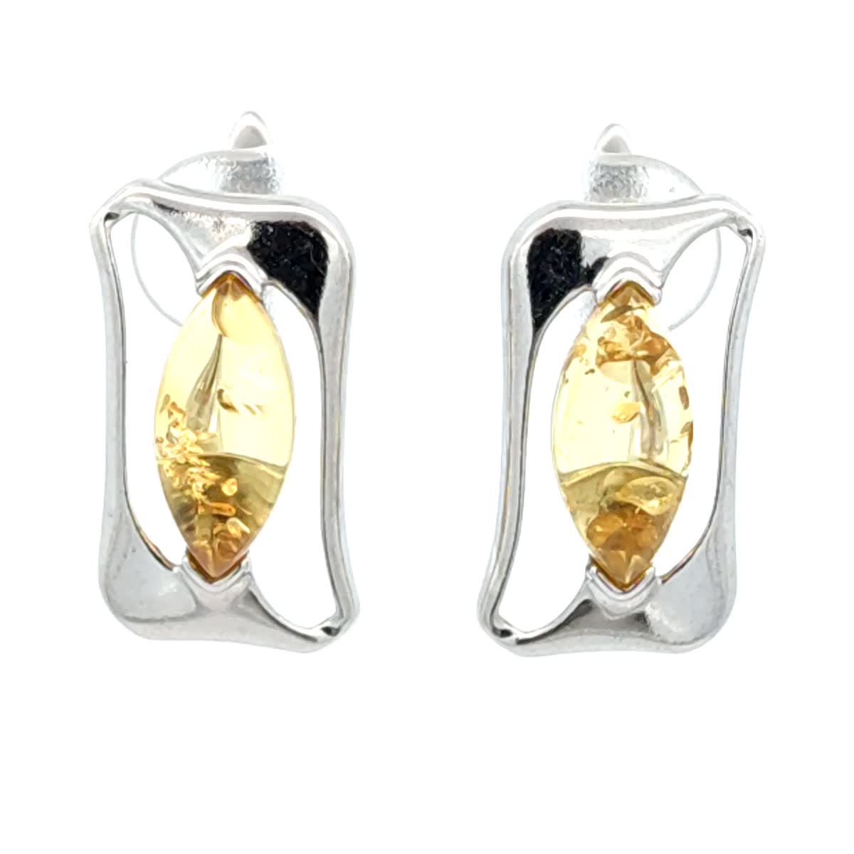 Marquise Lemon Amber Silver Earrings — DARVIN