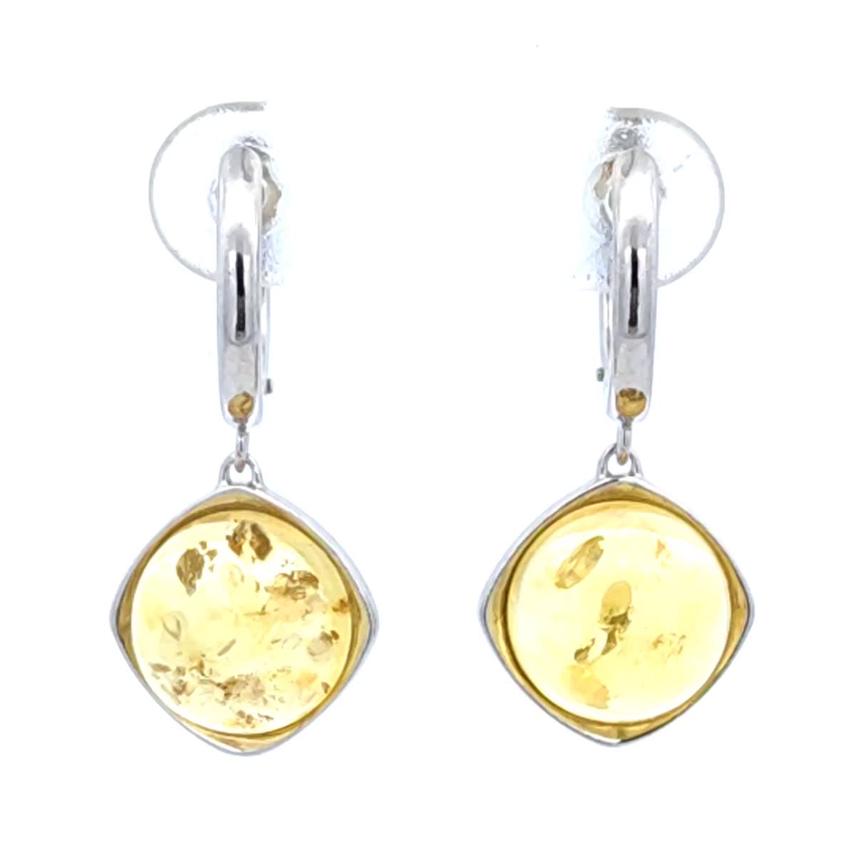 Round Lemon Amber Silver Earrings — DARVIN (Pre-Order)