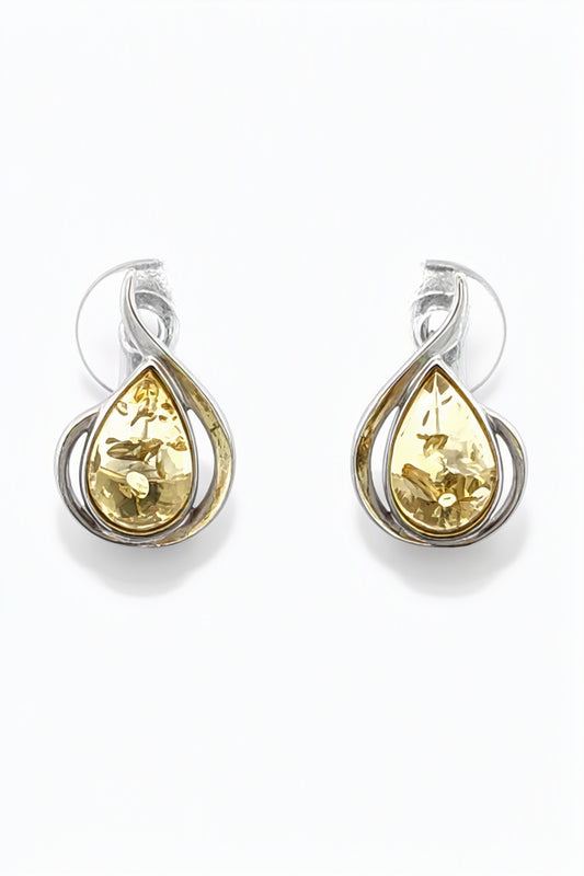 Teardrop Lemon Amber Silver Earrings — DARVIN (Pre-Order)