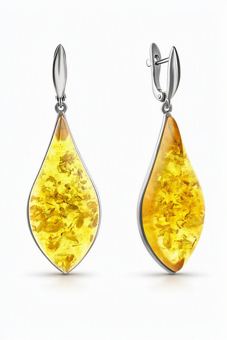 Lemon Amber Silver Earrings — DARVIN (Pre-Order)