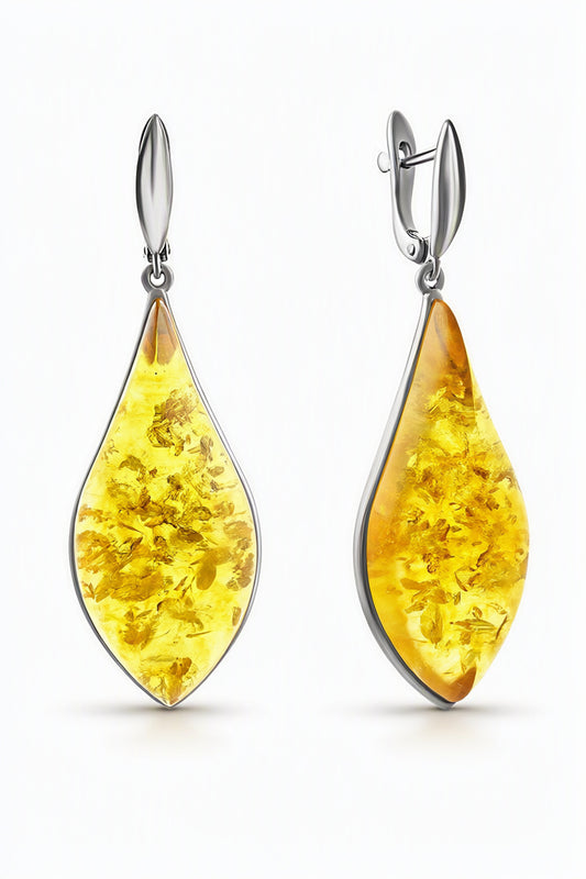 Lemon Amber Silver Earrings — DARVIN (Pre-Order)