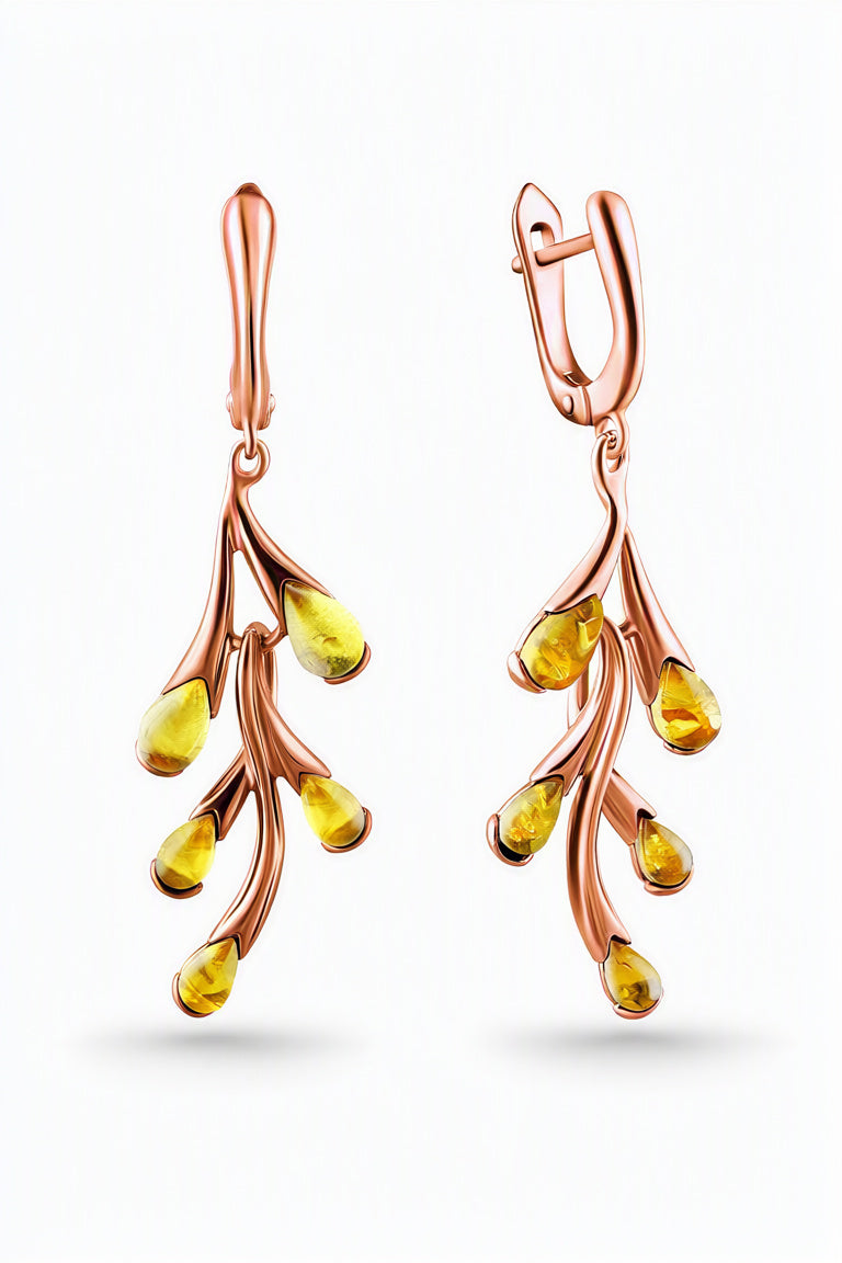 Teardrop Lemon Amber Silver Earrings — DARVIN (Pre-Order)