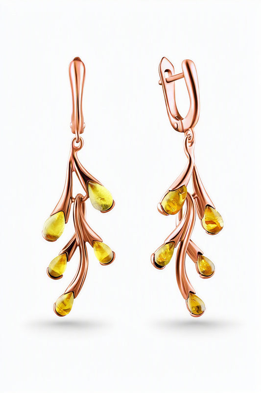 Teardrop Lemon Amber Silver Earrings — DARVIN (Pre-Order)