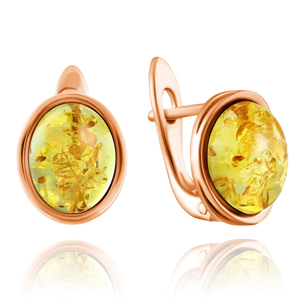 Oval Lemon Amber Silver Earrings — DARVIN (Pre-Order)