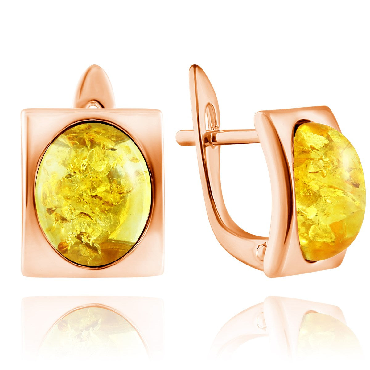 Oval Lemon Amber Silver Earrings — DARVIN (Pre-Order)