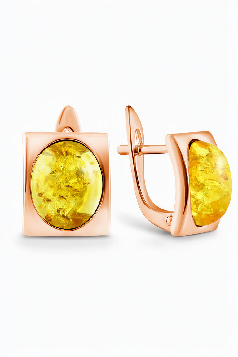 Oval Lemon Amber Silver Earrings — DARVIN (Pre-Order)