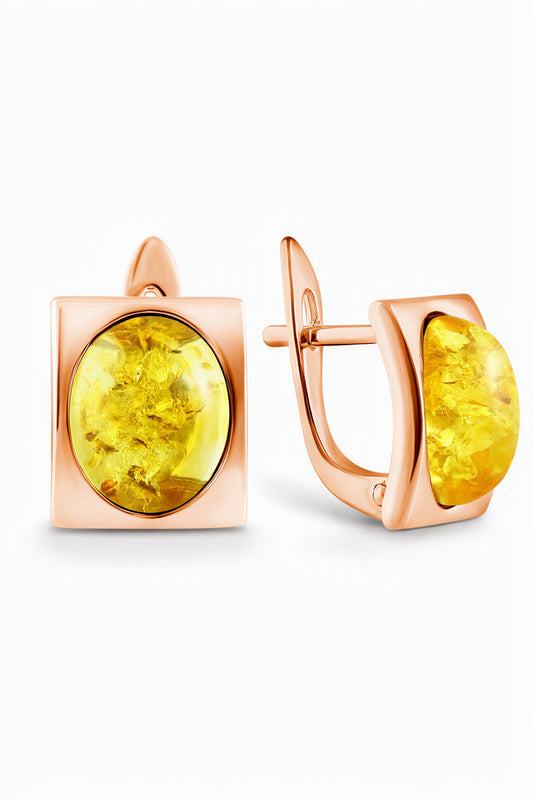 Oval Lemon Amber Silver Earrings — DARVIN (Pre-Order)