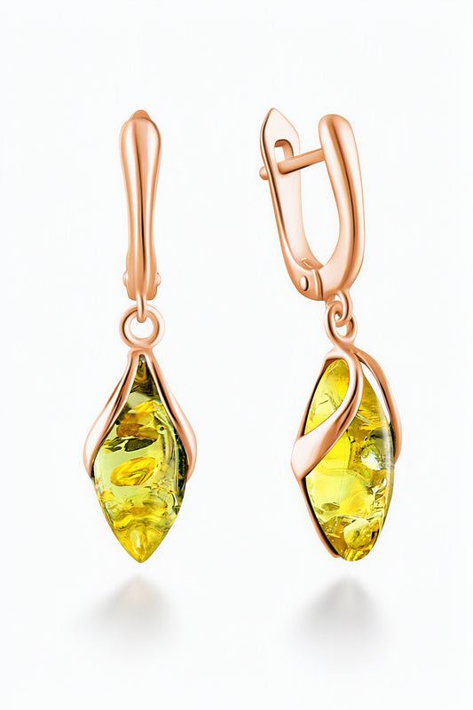 Marquise Lemon Amber Silver Earrings — DARVIN (Pre-Order)