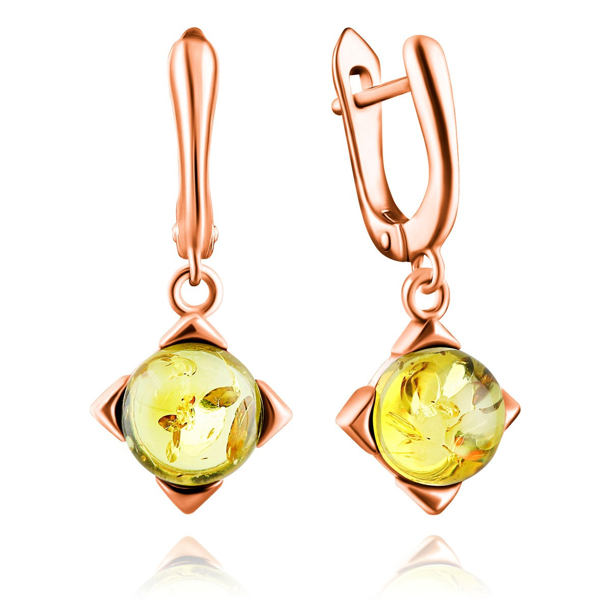 Round Lemon Amber Silver Earrings — DARVIN (Pre-Order)