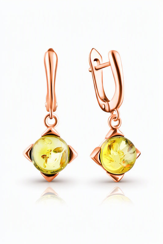 Round Lemon Amber Silver Earrings — DARVIN (Pre-Order)