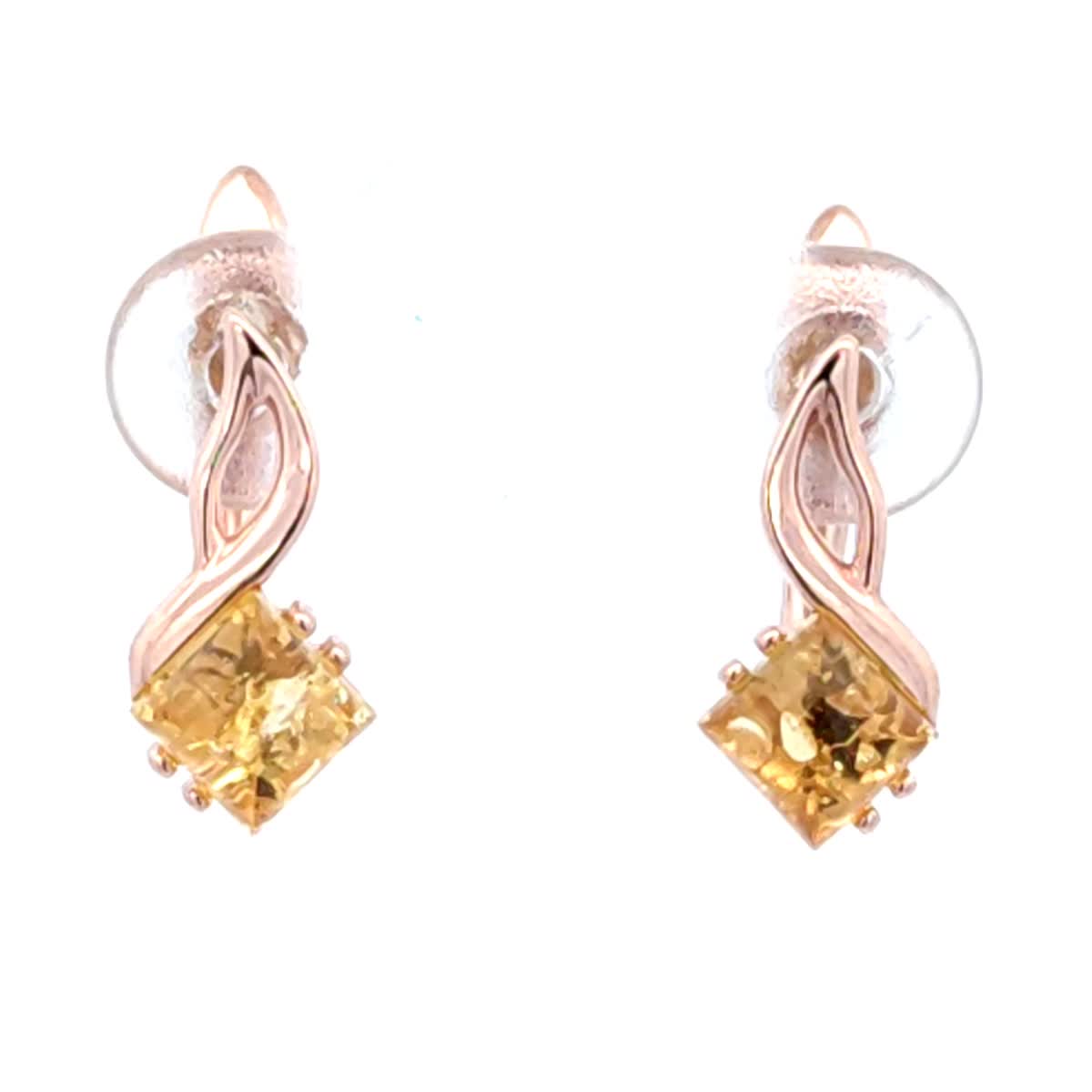 Square Lemon Amber Silver Earrings — DARVIN (Pre-Order)