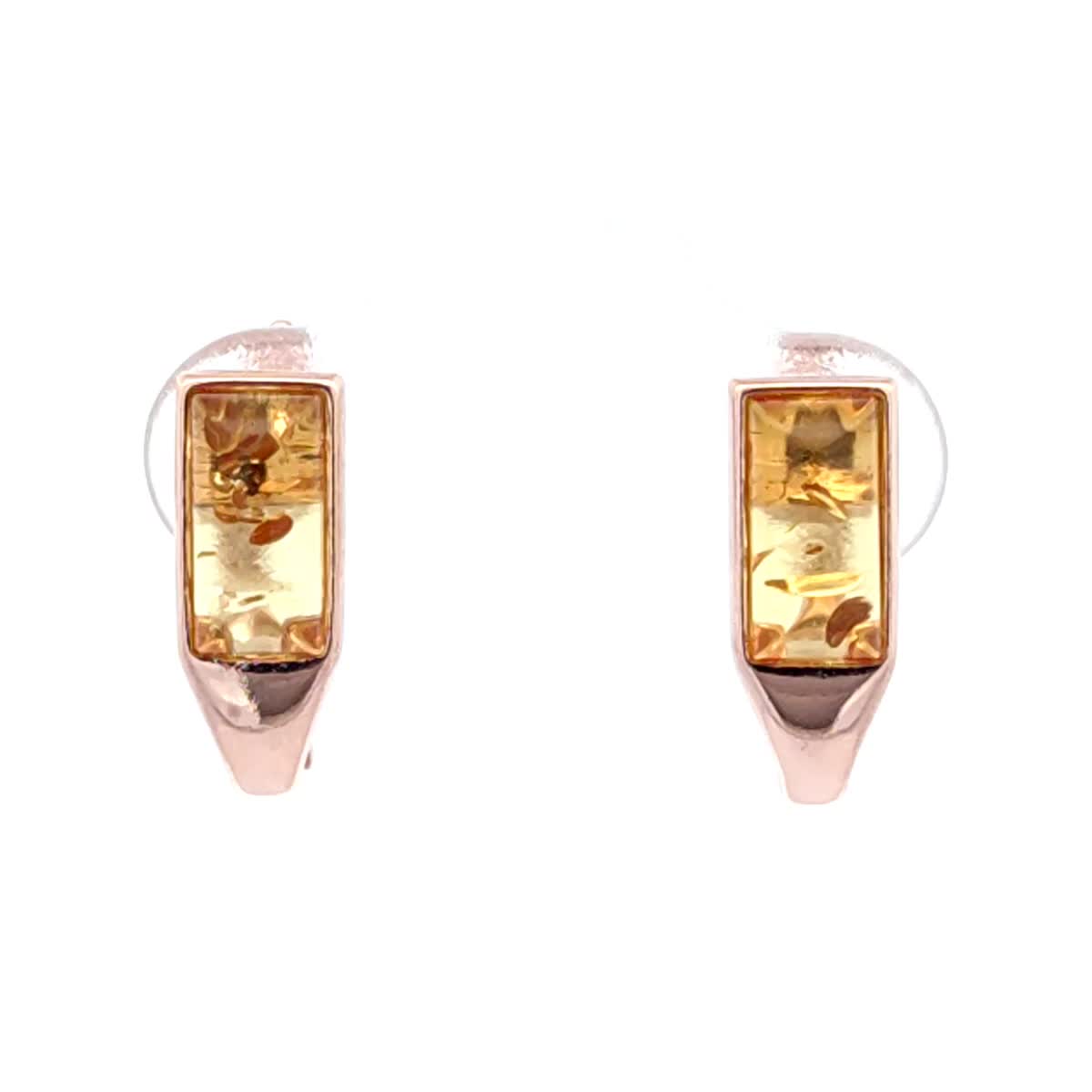Rectangle Lemon Amber Silver Earrings — DARVIN (Pre-Order)