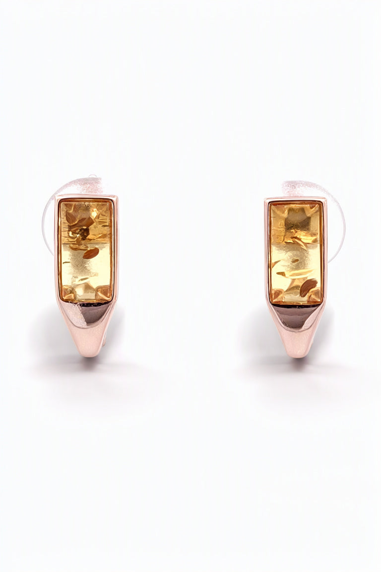 Rectangle Lemon Amber Silver Earrings — DARVIN (Pre-Order)