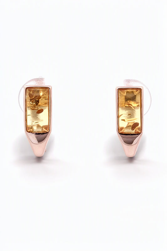 Rectangle Lemon Amber Silver Earrings — DARVIN (Pre-Order)