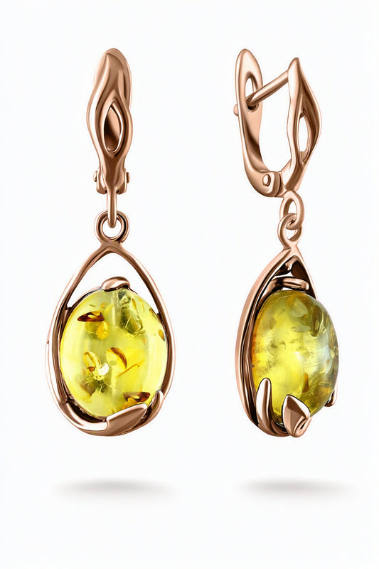 Oval Lemon Amber Silver Earrings — DARVIN (Pre-Order)