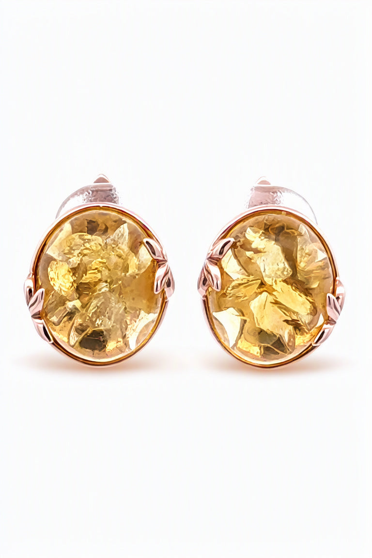 Oval Lemon Amber Silver Earrings — DARVIN (Pre-Order)