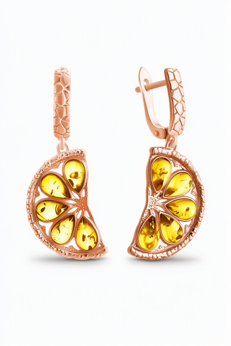 Teardrop Lemon Amber Silver Earrings — DARVIN (Pre-Order)