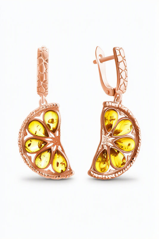 Teardrop Lemon Amber Silver Earrings — DARVIN (Pre-Order)