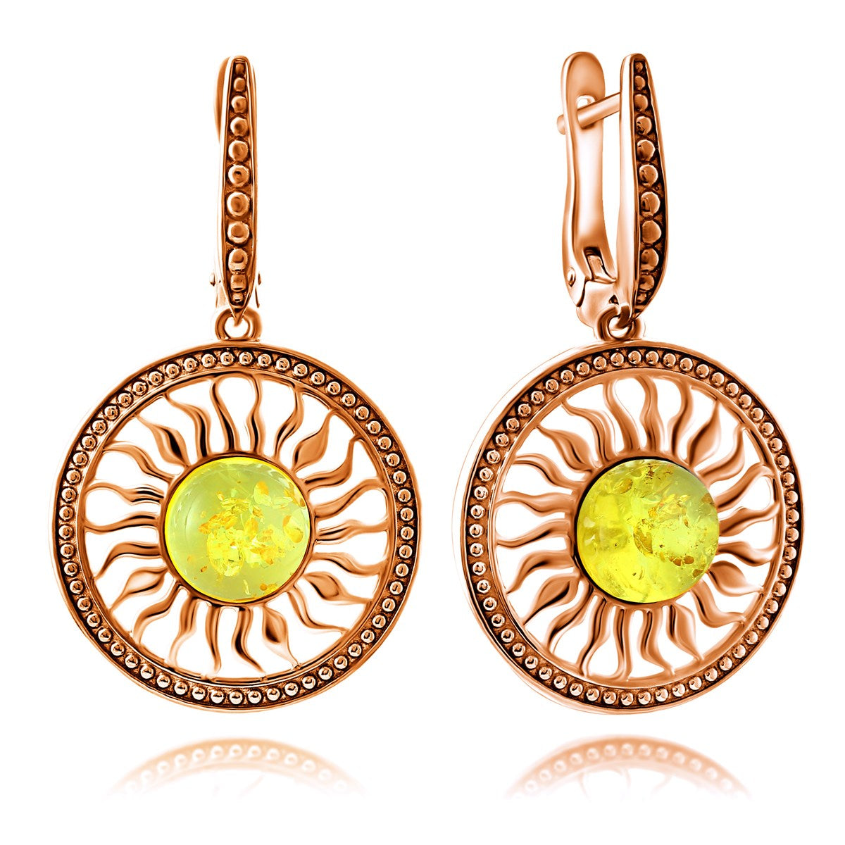 Round Lemon Amber Silver Earrings — DARVIN (Pre-Order)