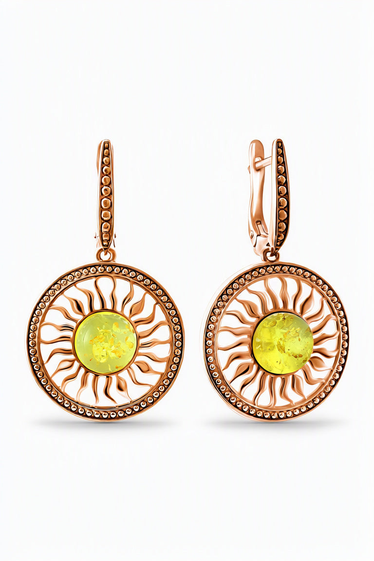 Round Lemon Amber Silver Earrings — DARVIN (Pre-Order)