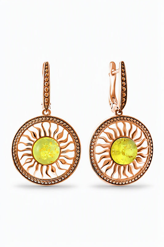 Round Lemon Amber Silver Earrings — DARVIN (Pre-Order)