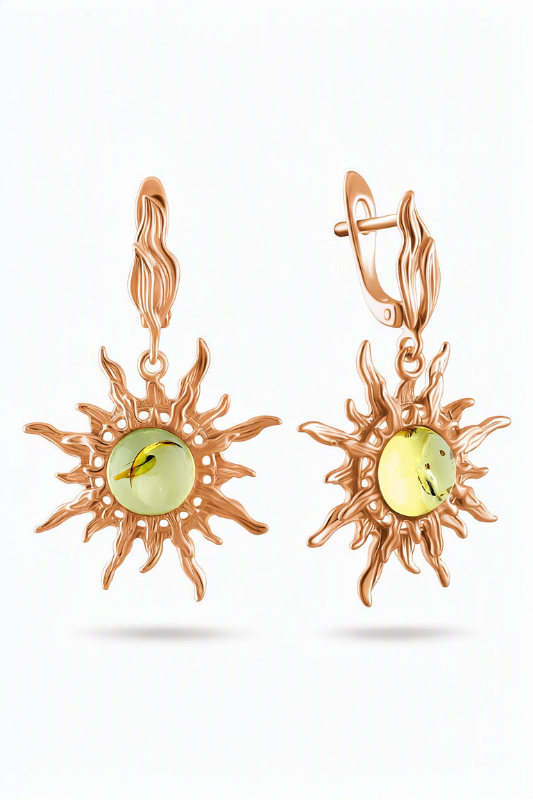 Round Lemon Amber Silver Earrings — DARVIN (Pre-Order)