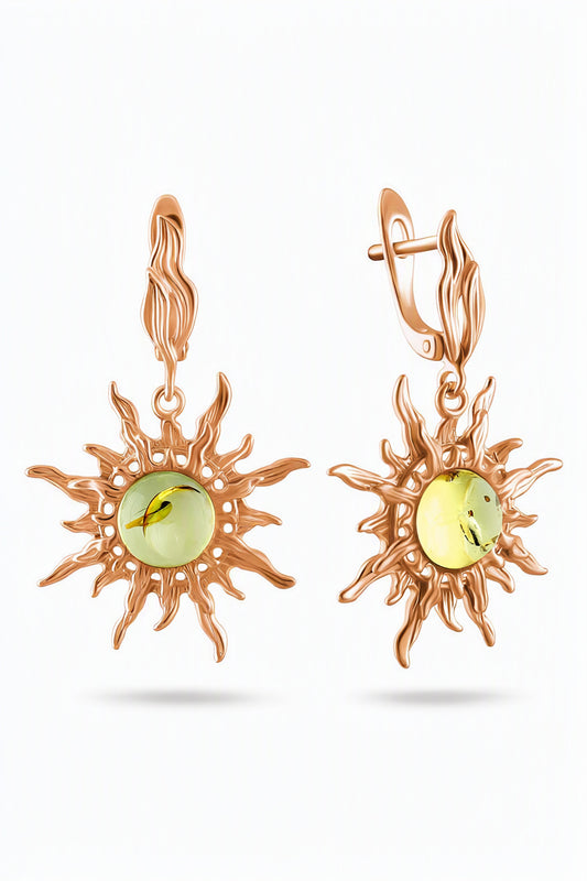 Round Lemon Amber Silver Earrings — DARVIN (Pre-Order)