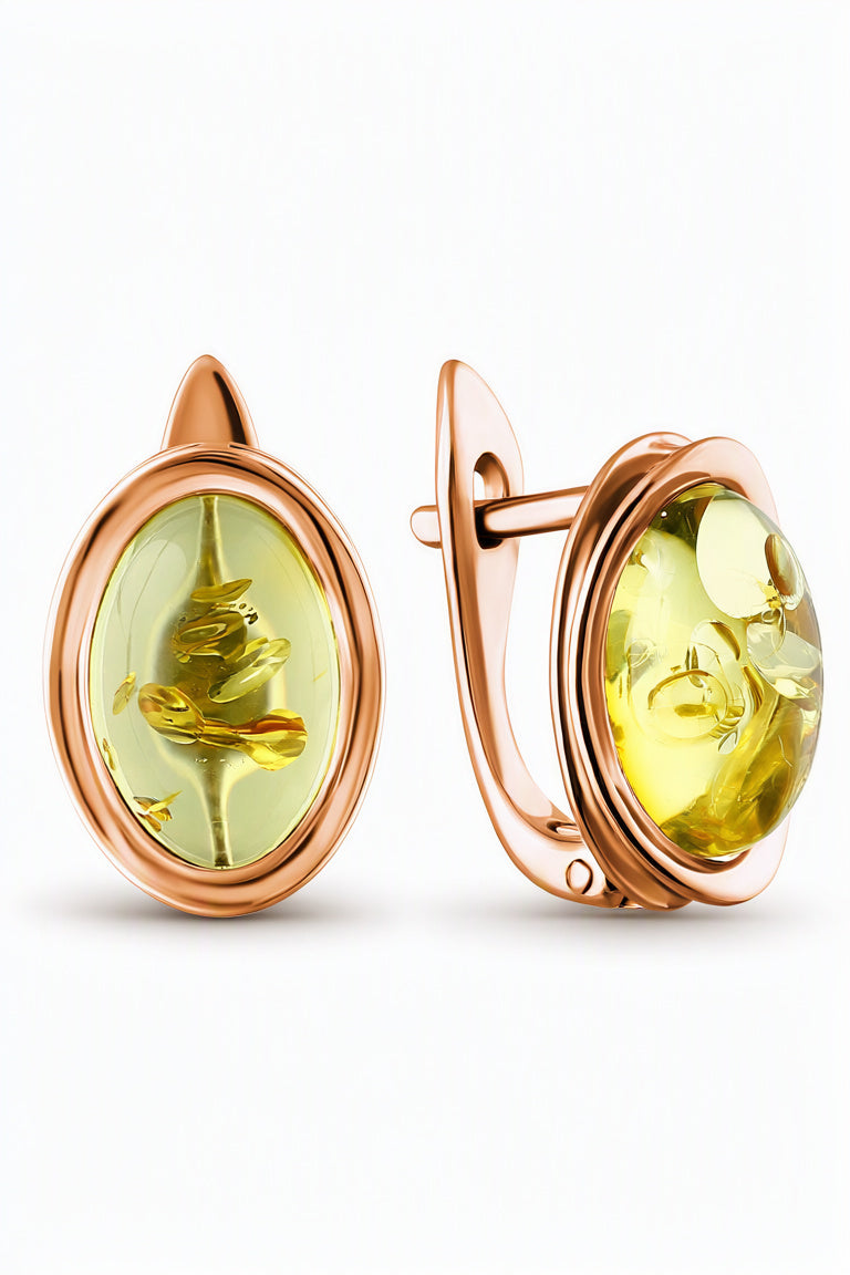 Oval Lemon Amber Silver Earrings — DARVIN (Pre-Order)