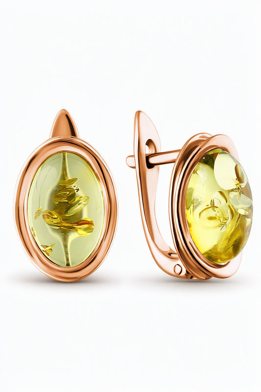 Oval Lemon Amber Silver Earrings — DARVIN (Pre-Order)