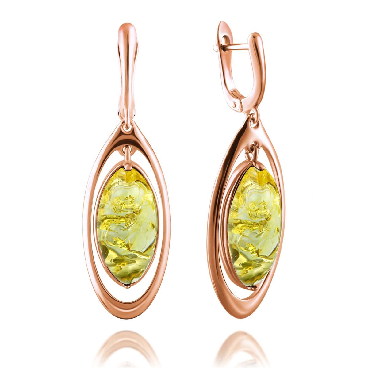 Oval Lemon Amber Silver Earrings — DARVIN (Pre-Order)