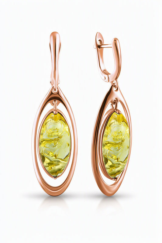 Oval Lemon Amber Silver Earrings — DARVIN (Pre-Order)