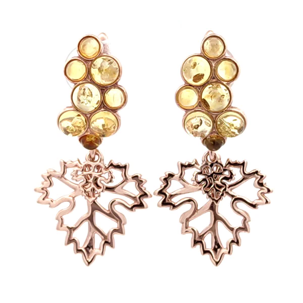 Round Lemon Amber Silver Earrings — DARVIN (Pre-Order)