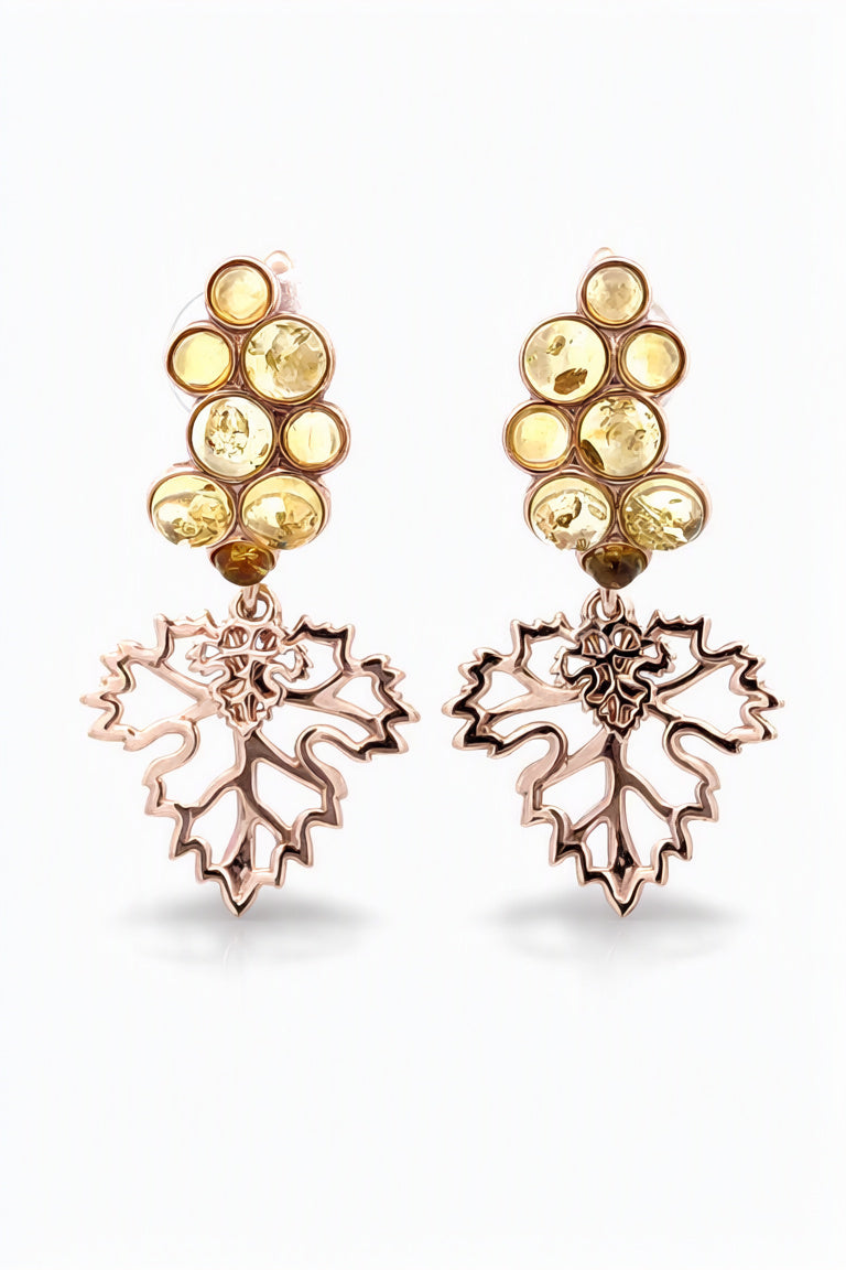 Round Lemon Amber Silver Earrings — DARVIN (Pre-Order)