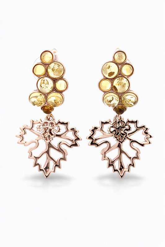 Round Lemon Amber Silver Earrings — DARVIN (Pre-Order)