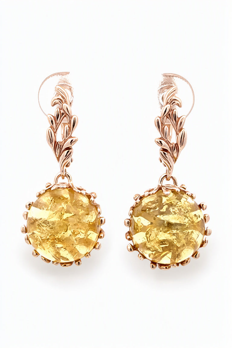 Round Lemon Amber Silver Earrings — DARVIN (Pre-Order)