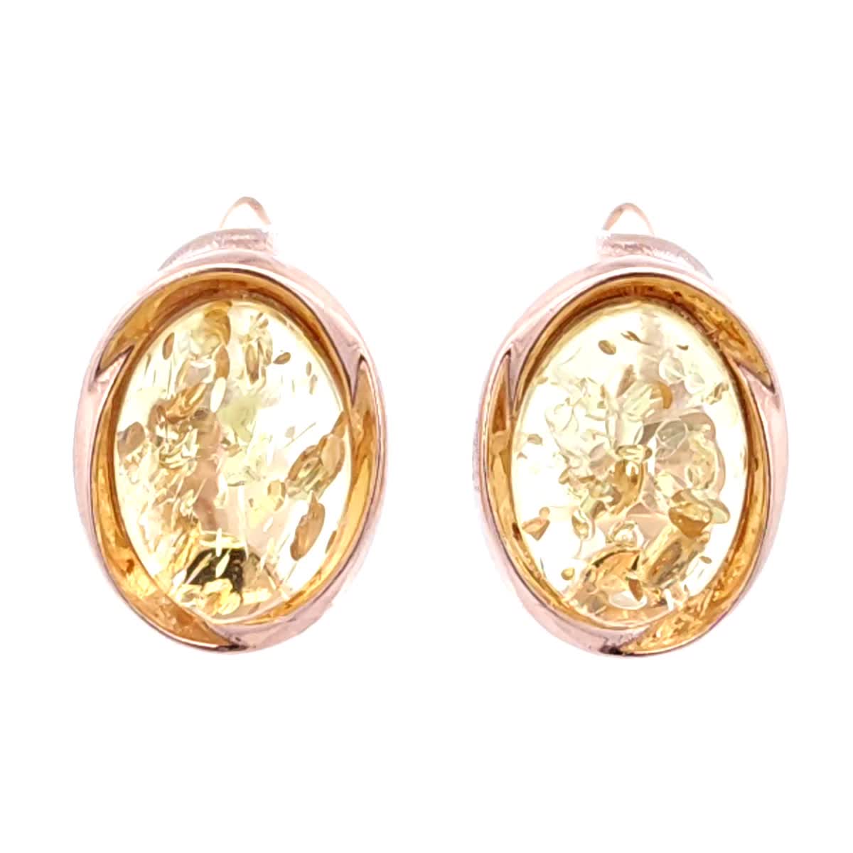 Oval Lemon Amber Silver Earrings — DARVIN (Pre-Order)
