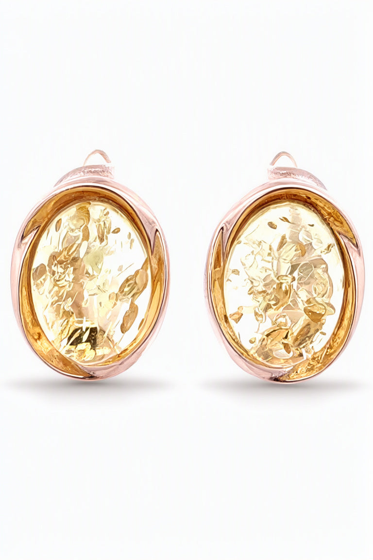 Oval Lemon Amber Silver Earrings — DARVIN (Pre-Order)