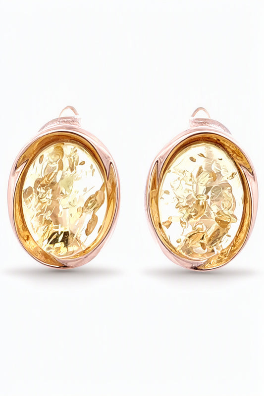 Oval Lemon Amber Silver Earrings — DARVIN (Pre-Order)