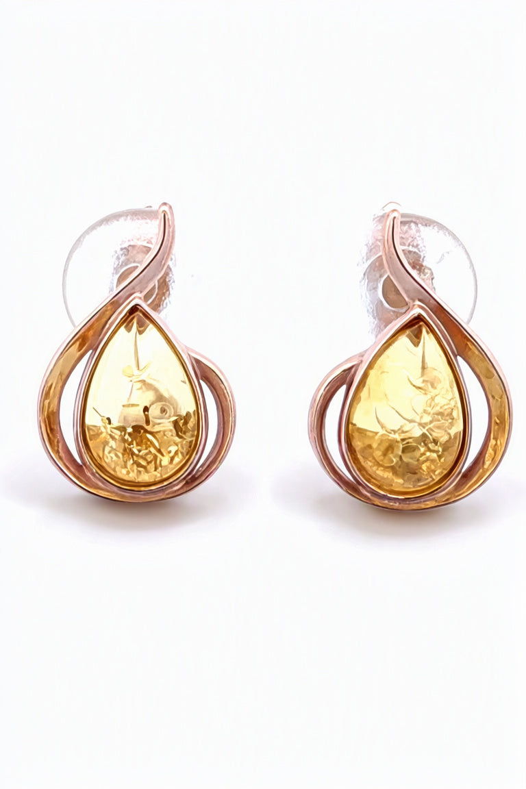 Teardrop Lemon Amber Silver Earrings — DARVIN (Pre-Order)