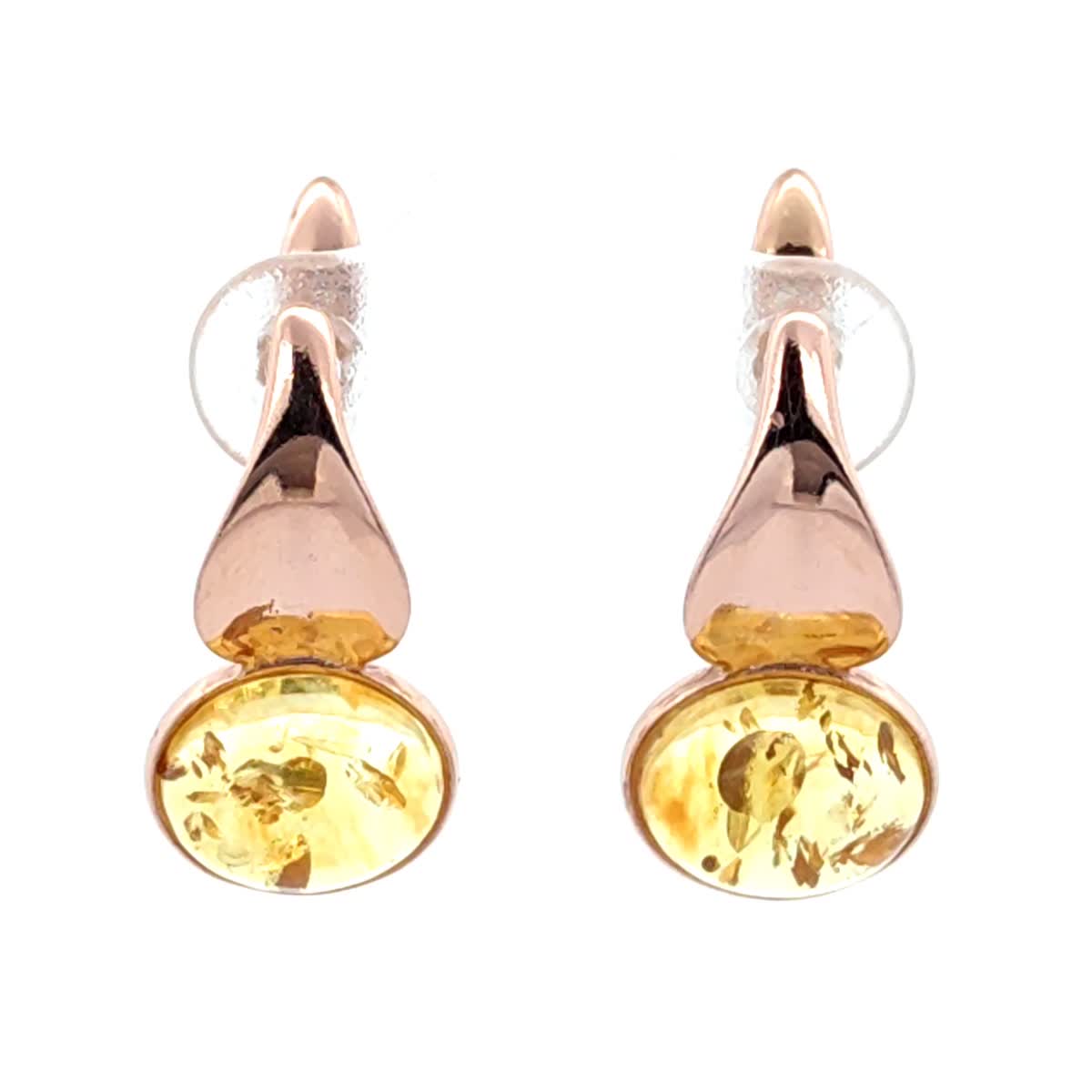 Oval Lemon Amber Silver Earrings — DARVIN (Pre-Order)