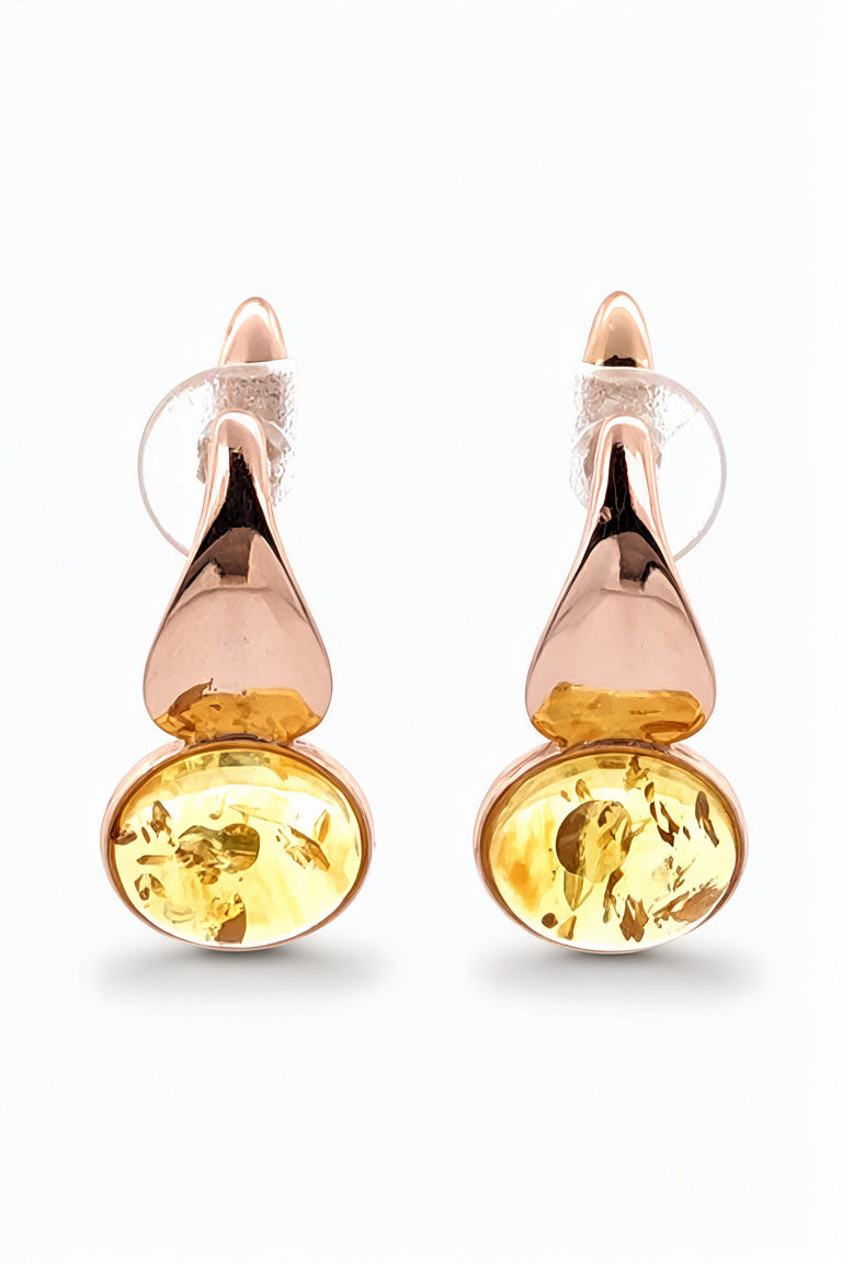Oval Lemon Amber Silver Earrings — DARVIN (Pre-Order)